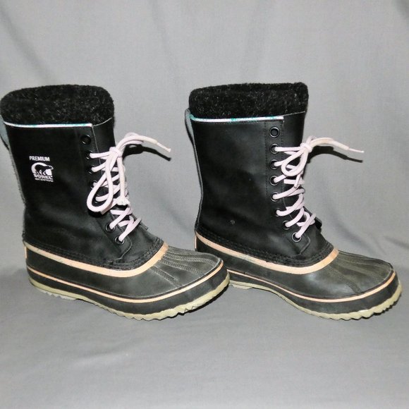 Sorel 1964 Premium Cuff Black Waterproof Lined Lace Up Snow Boots - Picture 5 of 11